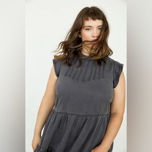 Anthropologie Jenee Sleeveless Tiered Pintuck Mini Dress Plus Size 2X